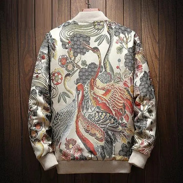 Japanese Crane Sukajan Bomber Jacket-Your Soul Place